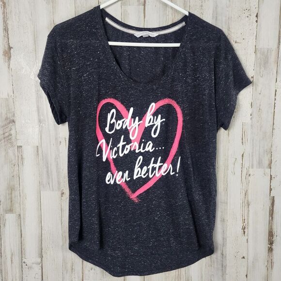 Victoria's Secret Short Sleeve Tee Shirt Black Size Medium - Picture 1 of 7